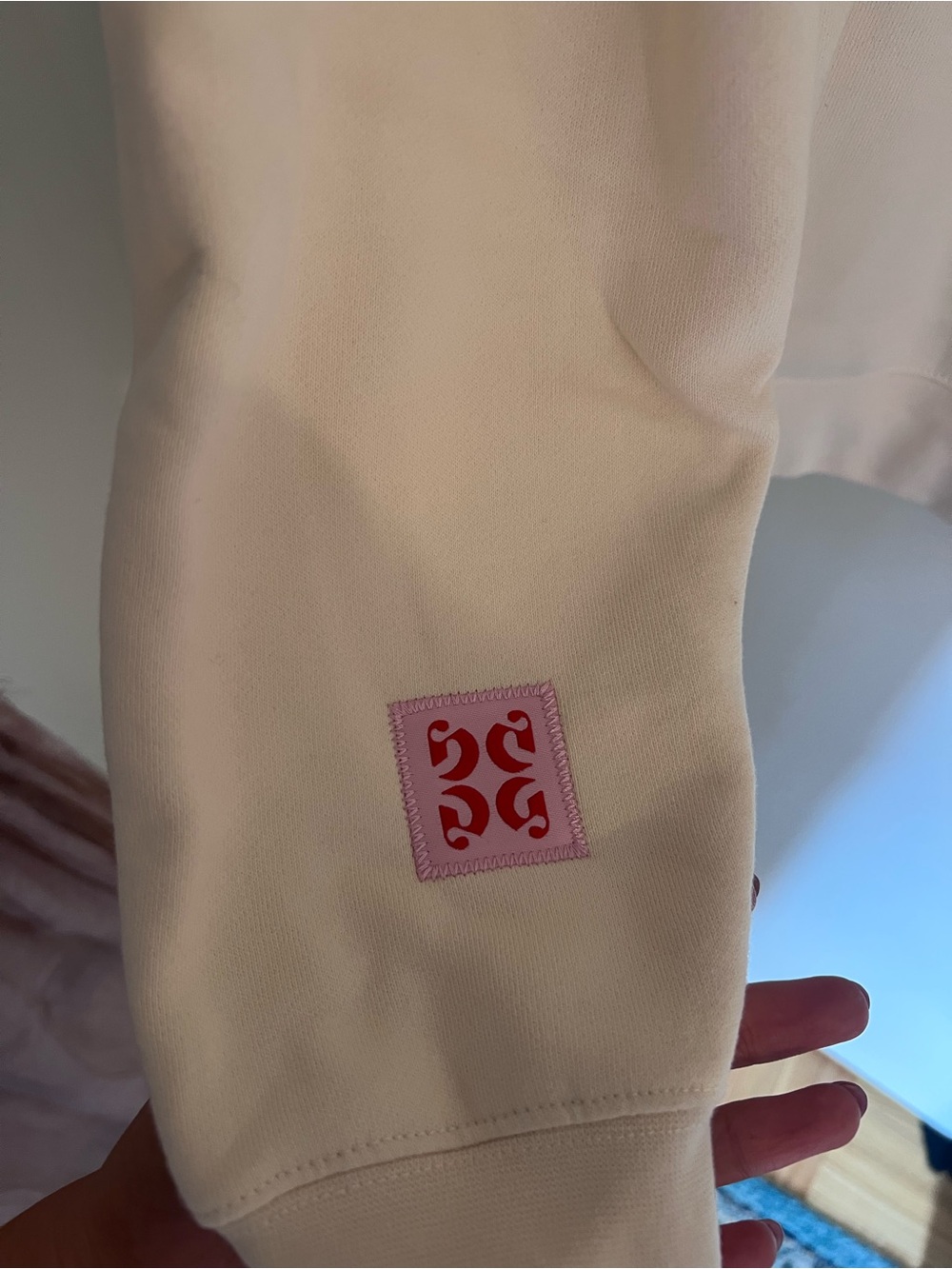 Glossier Pullover Hoodie in Light Cream - Picture 3 of 5